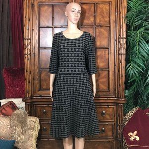 Max Studio Black Gray Fit & Flare Knit Dress